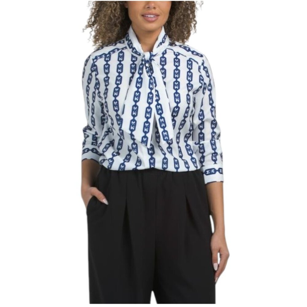 NANCY YANG Tie Neck Top